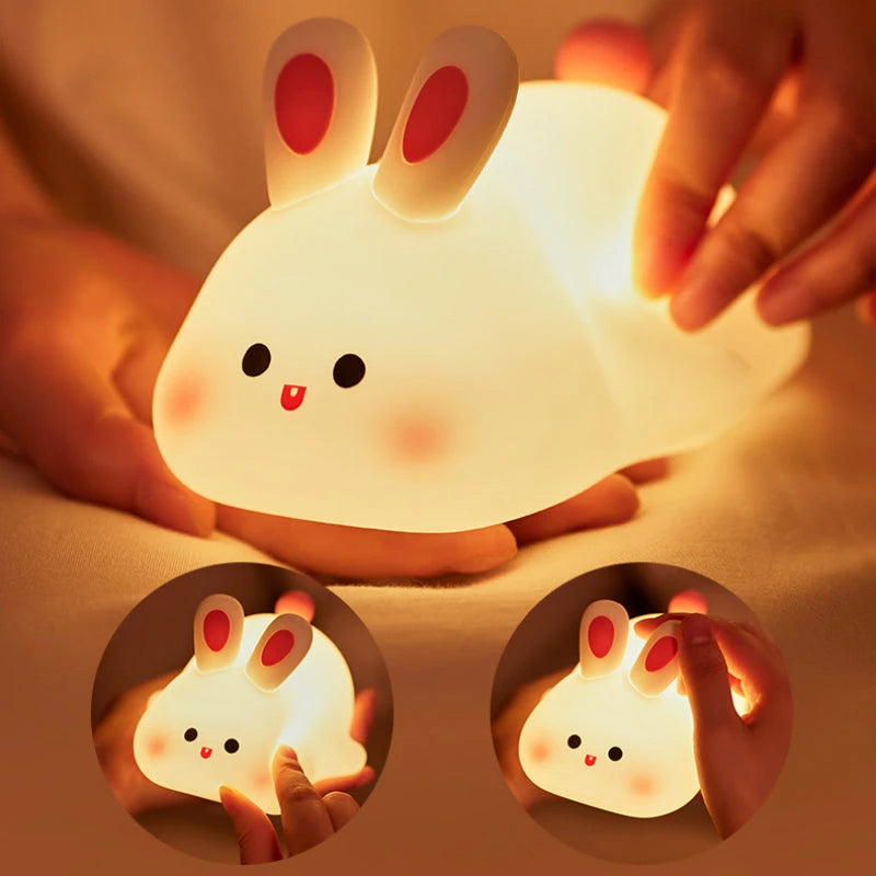 Cute bunny night light with soft glow, perfect for kids' bedrooms or cozy corners