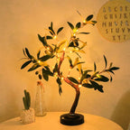 Olive tree lamp with warm fairy lights, perfect for cozy home decor and ambient lighting