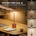 Dimmable table lamp with touch control, adjustable brightness 5%-100%, modern copper design for desk or bedside use