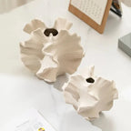 Modern ceramic flower vase with ruffled petal design, minimalist home decor accent piece