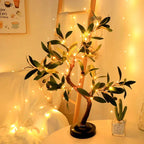 Cozy olive tree with warm fairy lights, perfect for bedroom or living room decor
