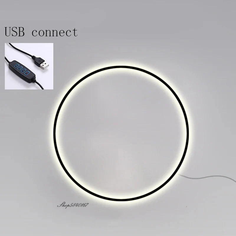 Circular LED wall light with USB connection, modern ambient lighting for cozy home decor